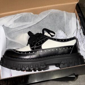 Black and White Platform Brogue Oxford Shoes from dollskill Delia’s